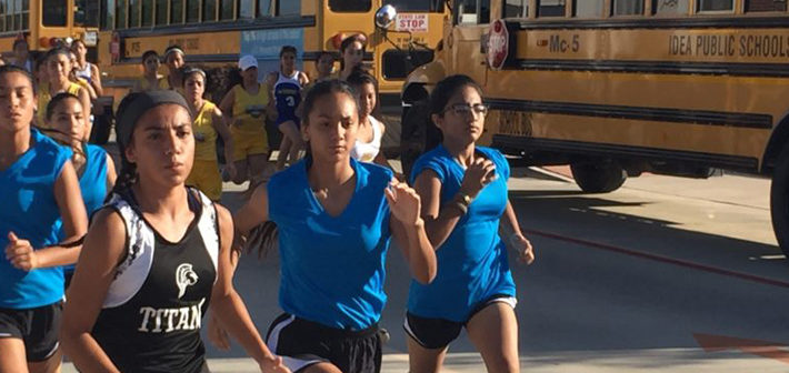 Athlos track students