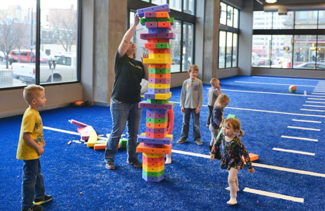 family stacks foam blocks for Athlos Family Fun Day