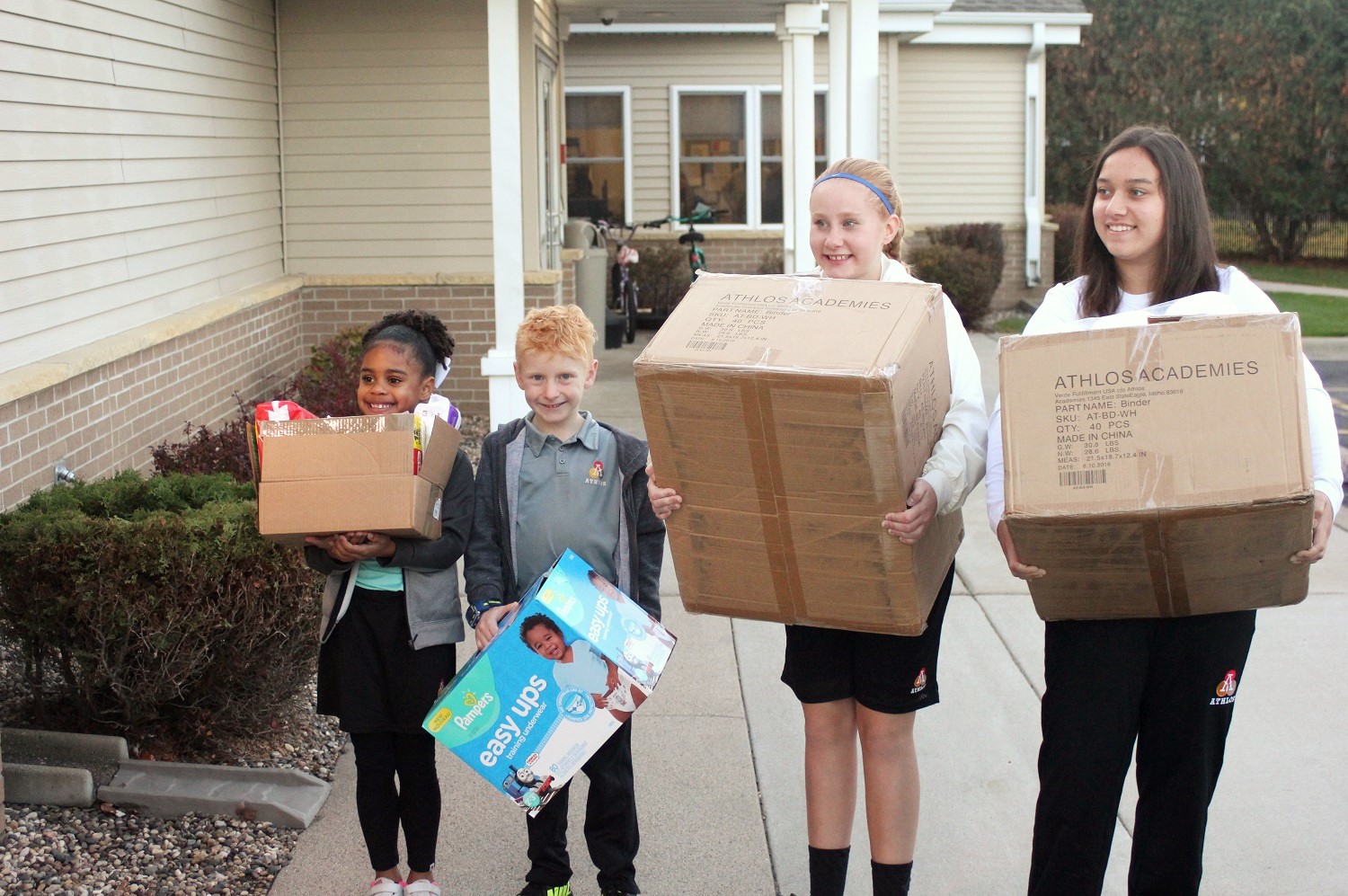 Students displaying integrity through donations